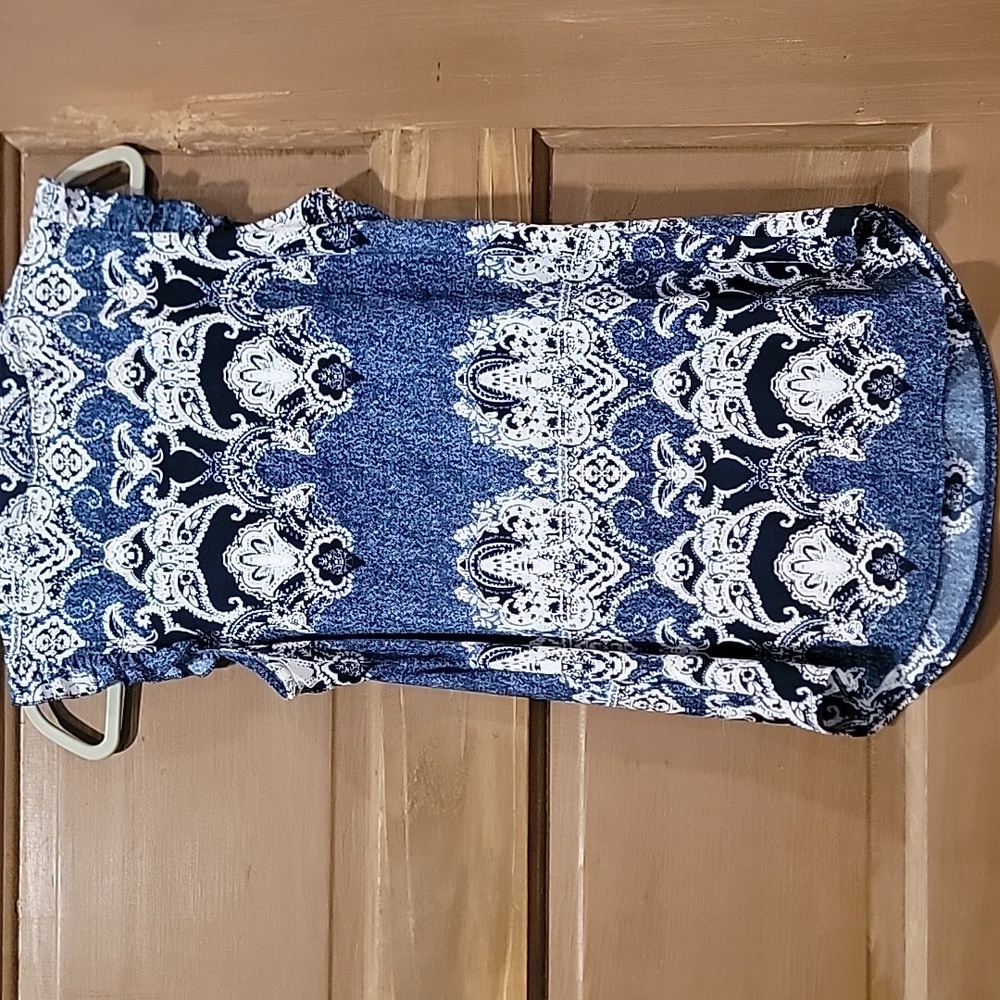 PerSeption Concept Blue and White Patterned Blouse - Picture 5 of 5